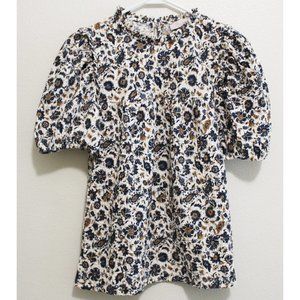 🛍️ NWT LOFT Floral Textured Ruffle Puff Sleeve Top